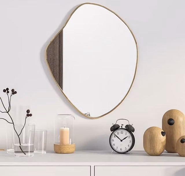 Berkfield Home Minimalist Rectangular Wall Mirror in Gold, W: 50 cm, H: 40 cm
