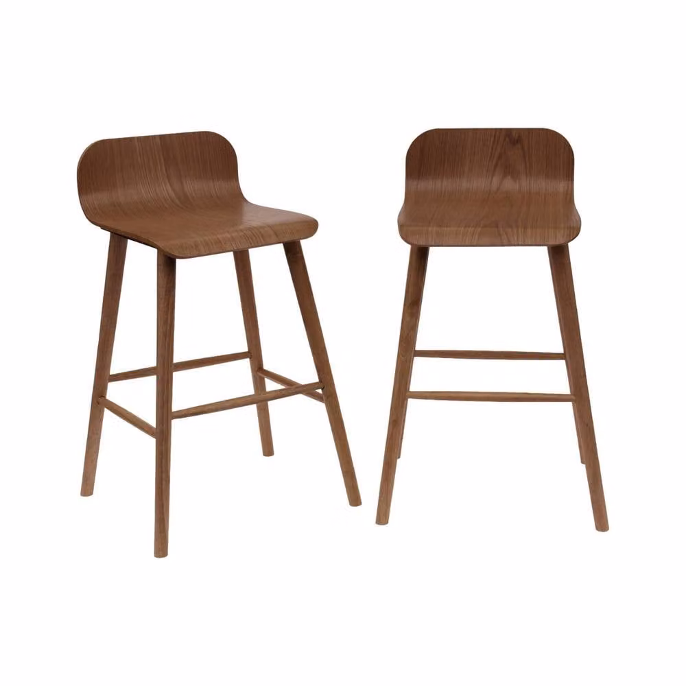 sweeek Set of 2 Scandinavian Rubberwood Bar Stools in Dark Brown – 2