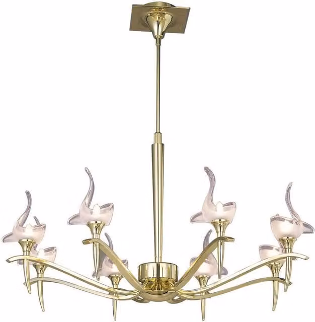 Netlighting Viena Telescopic Round Pendant Light with 8 G9 Lights in Polished Gold Brass – 1