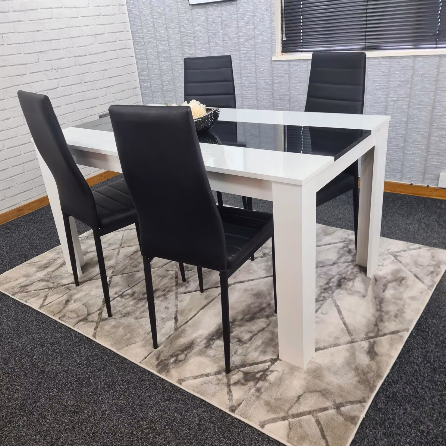 Kosy Koala Modern Dining Table and 4 Chairs Set in White and Black, W/D: 140 x 80 cm – 5