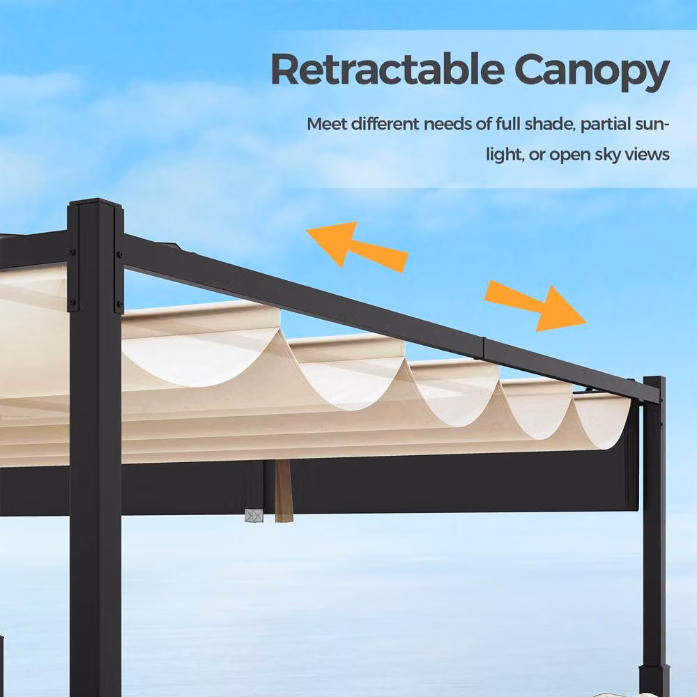 Costway Modern Outdoor Pergola Sunshade Pavilion Gazelle in Beige, W/D/H: 310 x 310 x 225 cm – 4