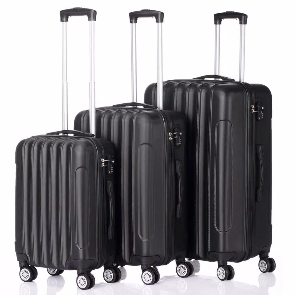 NESTLUNE Set of 3 Black ABS Hard Shell Cabin Luggage Travel Trolleys W: 100 cm, D: 60 cm – 2