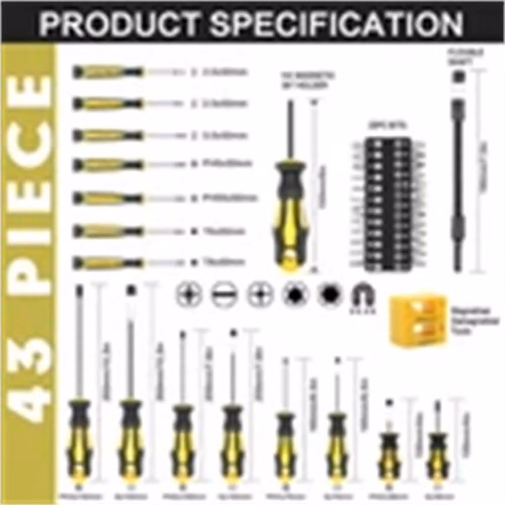 Nordara 43-Piece Heavy Duty Premium Magnetic Screwdriver Set in Black, Length: 300 mm – 2