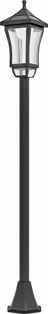 Outsunny Solar LED Garden Post Light, Waterproof IP44 Outdoor Lantern in Black with Cool White Light, Height: 130 cm
