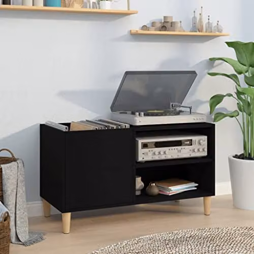 vidaXL Modern Record Cabinet in Black Engineered Wood W/D/H: 84.5 x 38 x 48 cm – 2