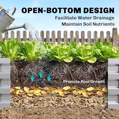 Outsunny 432L Raised Garden Bed in Silver Tone, W/D/H: 120 x 120 x 30 cm – 6