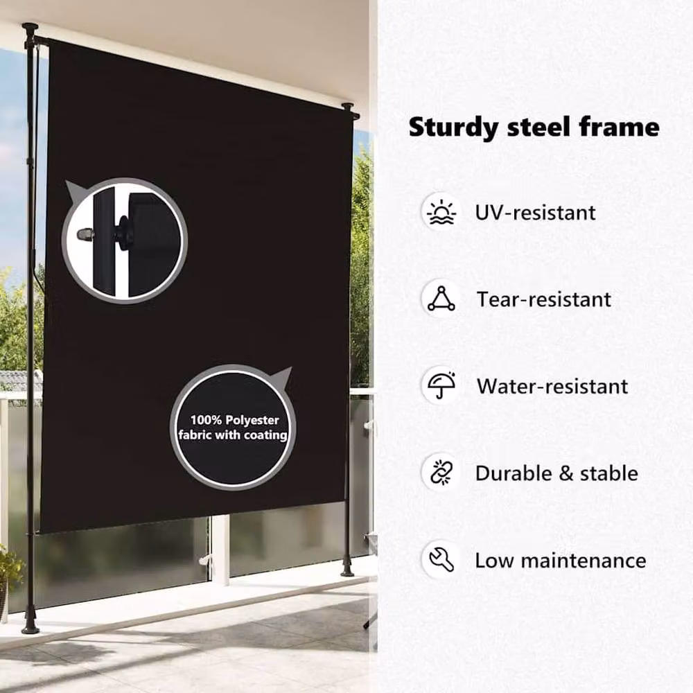 Berkfield Home Outdoor Roller Blind in Anthracite Black, W: 150 cm, H: 270 cm – 5