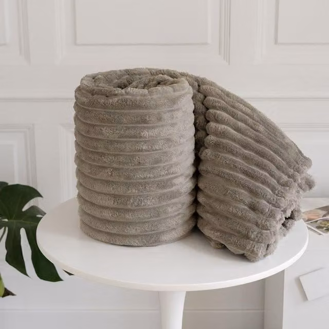 Kampala Hill Chunky Cord Blanket Throw in Beige and Yellow, W: 200 cm, D: 240 cm