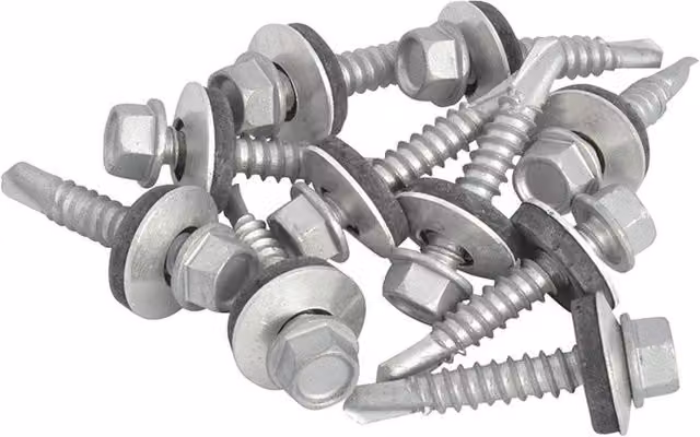 Forgefix Techfast Heavy Section Hex Self-drilling Galvanised Steel Screws, Silver