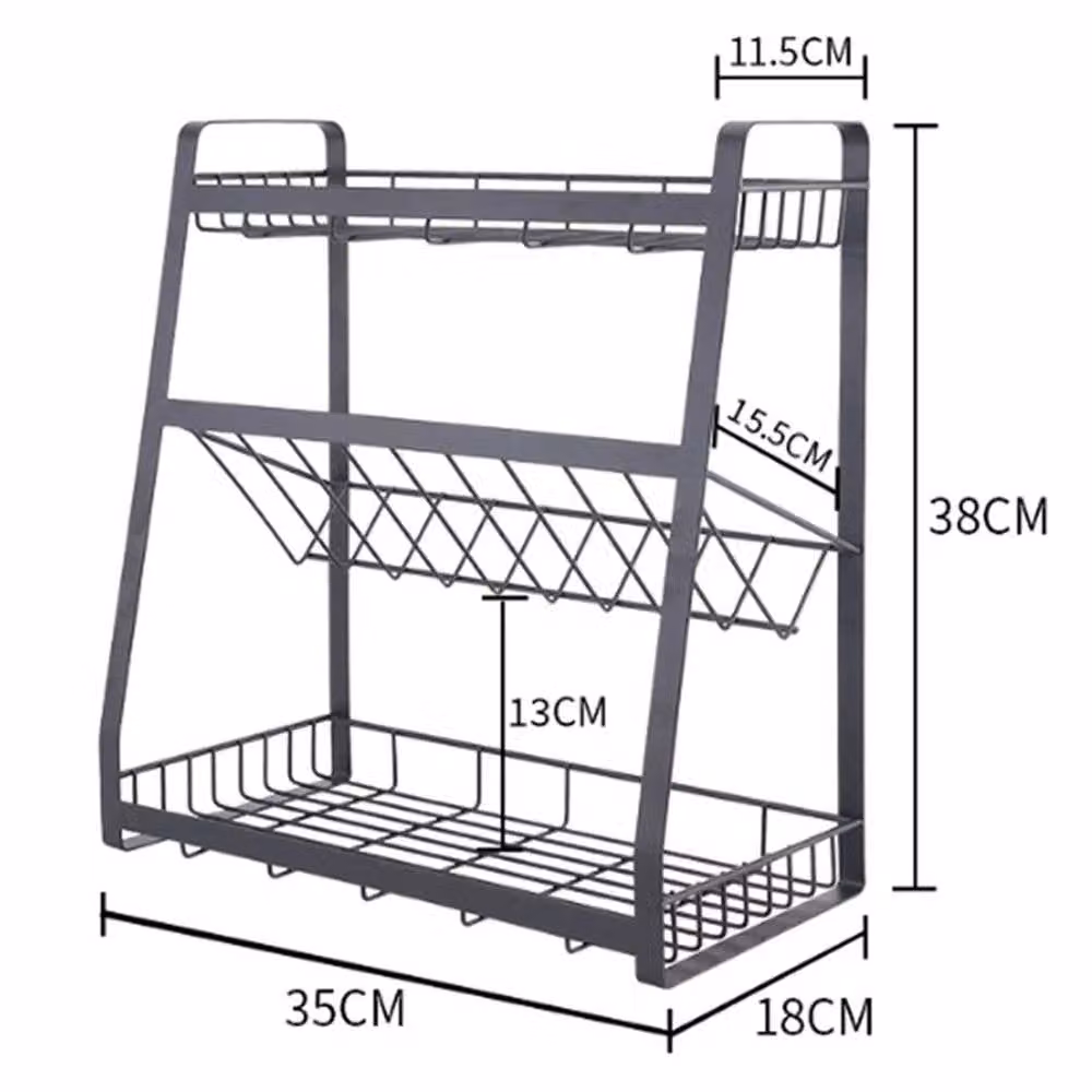 EONLION 3-Tier Freestanding Metal Spice Rack Stand in Black, Width: 100 cm – 1