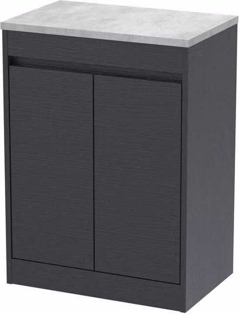 Balterley Modern 2 Door Freestanding Bathroom Vanity Unit with Worktop, Grey, W/D/H: 60.0 x 39.5 x 83.5 cm – 1
