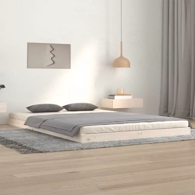 Berkfield Home Small Double Bed Frame in White Solid Pine Wood, W/D/H: 120 x 200 cm – 1