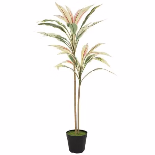 HOMCOM Artificial Cordyline Tree in Yellow, Green and Multicolour, Height: 90 cm – 1