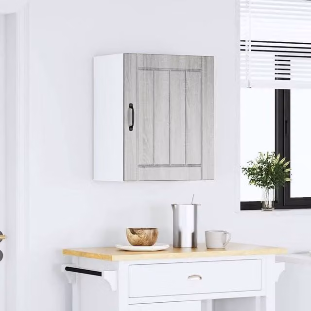 Berkfield Home Lucca Wall Mounted Kitchen Cabinet in Grey Sonoma Matt Engineered Wood W/D/H: 60.0 x 31.0 x 50.0 cm