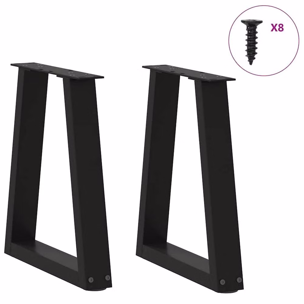 Berkfield Home V-Shape Dining Table Legs, 2 Piece Black Steel Set, W: 28 cm, H: 42-43.3 cm – 2