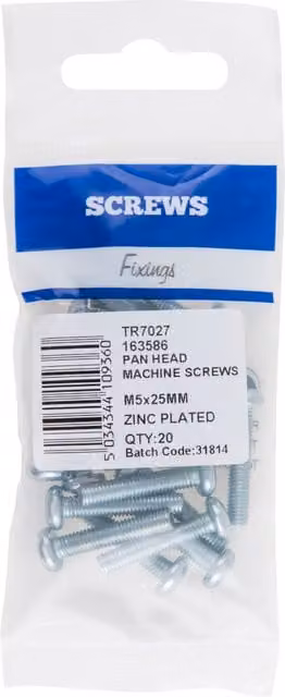 Hiatt Galvanised Silver Pan Head Machine Screws M5 x 25mm