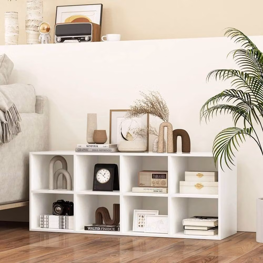 KORVIXA Modern 8-Grid 2-in-1 Shoe Bench and Entryway Storage Cabinet, White, W/D/H: 100 x 100 x 100 cm – 2