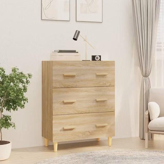Berkfield Home Sonoma Oak Sideboard in Brown, W/D/H: 70 x 34 x 90 cm