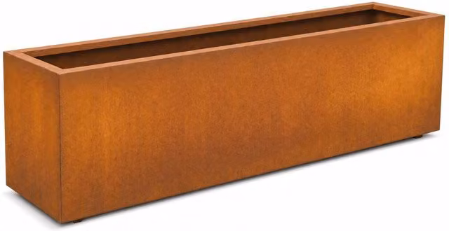 Corten Steel Trough Planter with Liner, Orange, W: 120 cm, D: 40 cm, H: 40 cm