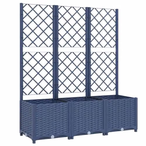 vidaXL Plastic Garden Planter Tub in Blue and Grey, W/D/H: 120 x 40 x 136 cm