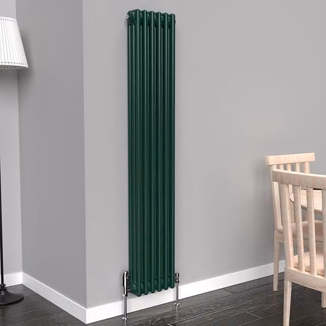 Lux Heat Vertical Coloured Column Radiator in British Racing Green, H 150 cm x W 29 cm