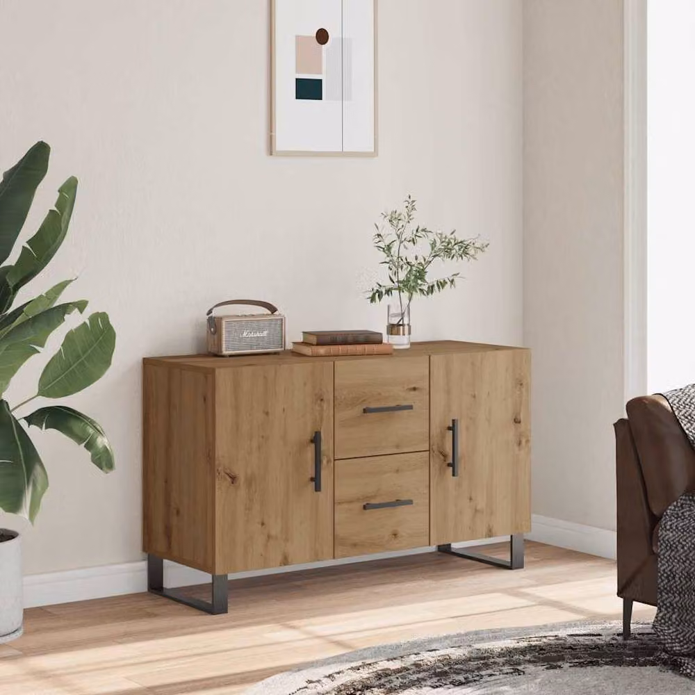 Berkfield Home Artisan Oak Sideboard in Brown, W/D/H: 100 x 36 x 60 cm – 2