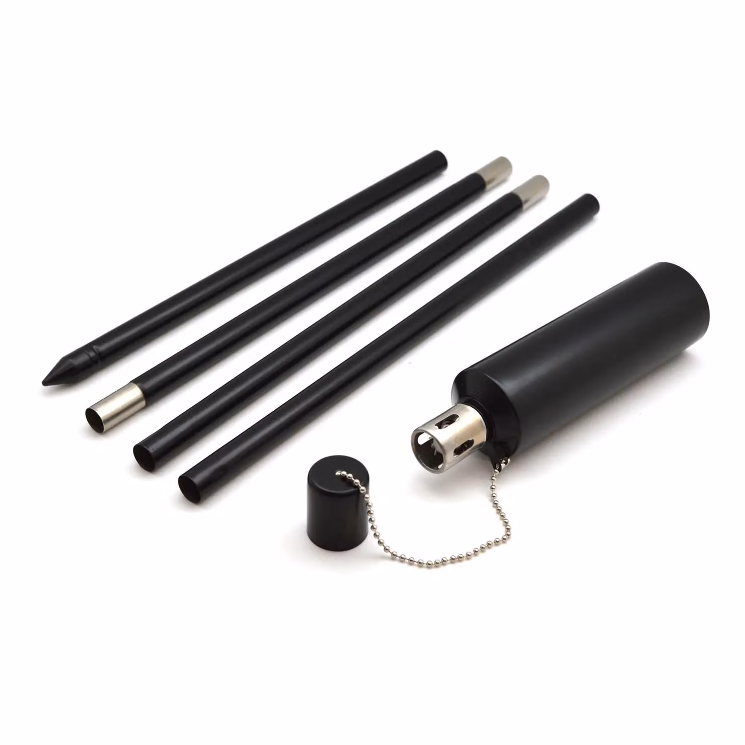 Harbour Housewares Set of 6 Black Metal Cylinder Tiki Garden Flame Torches with Ground Spike – 3