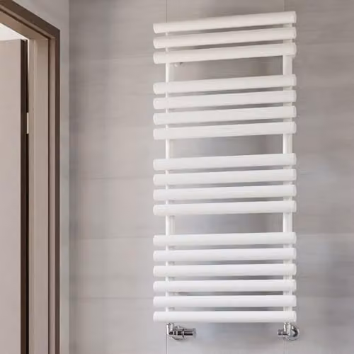 Terma Rolo-Towel Heated Towel Rail, White RAL 9016, H: 108.5 cm, W: 52.0 cm, D: 12.7 cm