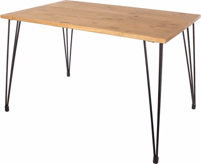 Core Products Augusta Rectangular Industrial Dining Table in Waxed Pine with Metal Legs, W: 150 cm, D: 75 cm, H: 76 cm – 1