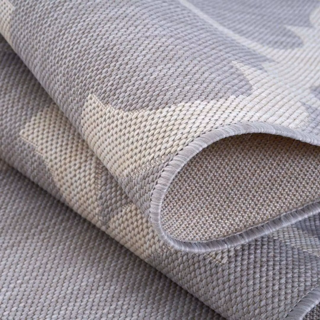 THE RUGS Moroccan Geometric Trellis Outdoor and Indoor Rug, Grey, W/D/H: 80 x 150 cm – 2