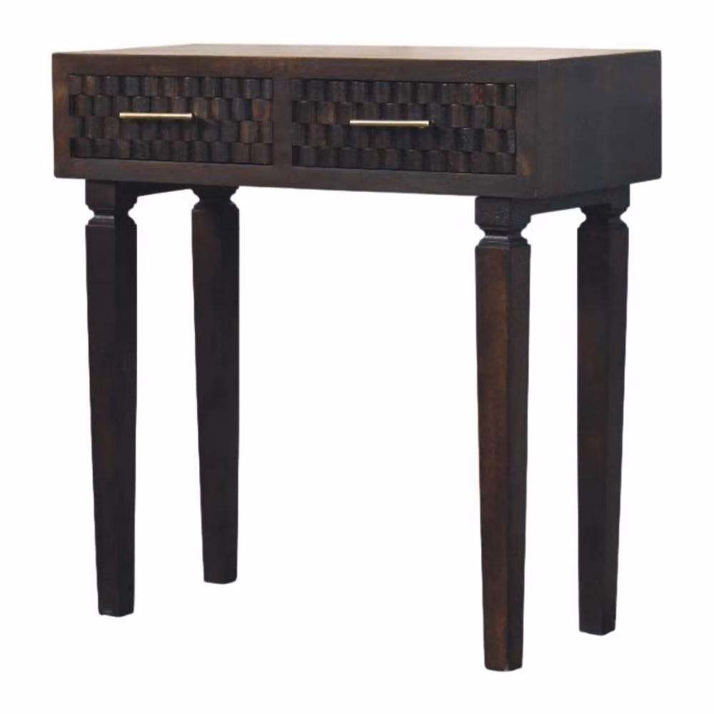 STILVORA Modern Round Mango Wood Console Table in Brown – 2