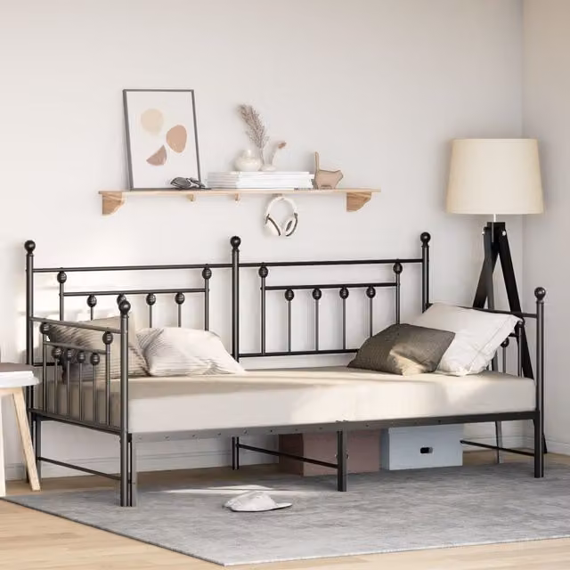 Berkfield Home Modern Black Metal Bed Frame W: 90 cm, L: 190 cm – 1