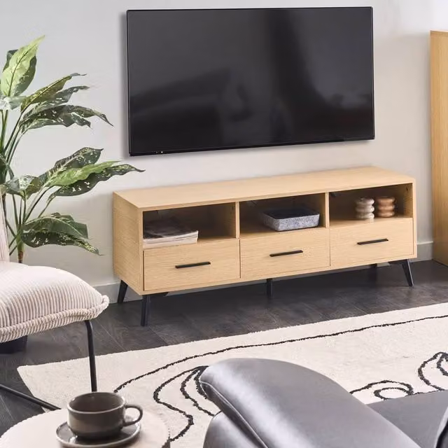 Wyld and Coco Modern Brown MDF TV Stand, W/D/H: 120 x 35 x 45 cm