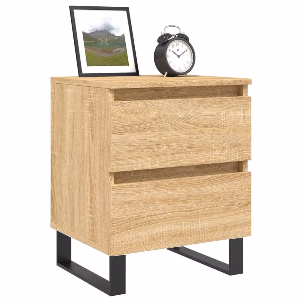 Berkfield Home Set of 2 Sonoma Oak Bedside Cabinets in Light Brown, W/D/H: 40 x 35 x 50 cm – 2