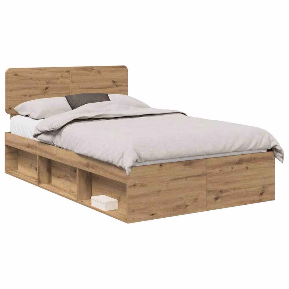 Berkfield Home Artisan Oak Bed Frame in Brown with Drawers, Solid Pine and Oak Wood, W/D/H: 135 x 190 cm – 2