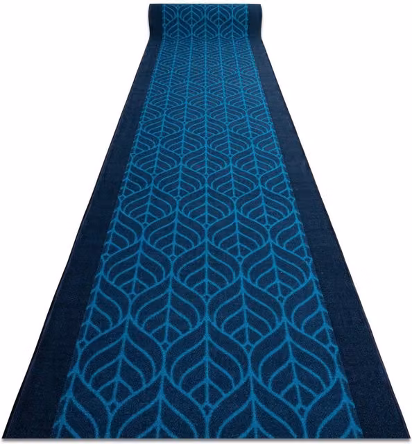 RugsX Blue Abstract Feathers Anti-Slip Runner, W: 100 cm x L: 110 cm – 1