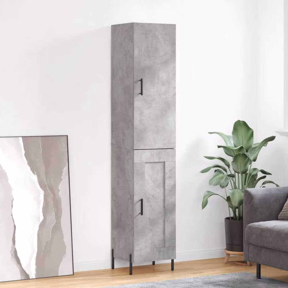 Berkfield Home Highboard in Concrete Grey, H 180 x W 34.5 x D 34 cm – 2