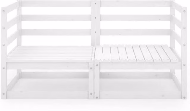 Berkfield Home L-Shape 2-Seater Garden Sofa in White Solid Pine Wood – 1