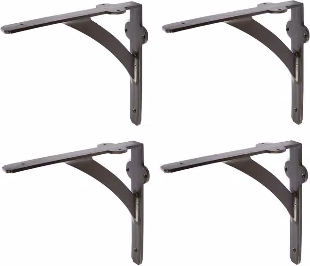 Hammer and Tongs Black Iron Shelf Bracket, Pack of 4, Diameter: 20.5 cm