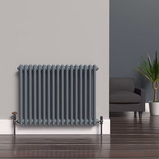 Lux Heat Horizontal Column Radiator in Pebble Grey, W: 78.5 cm, H: 60 cm