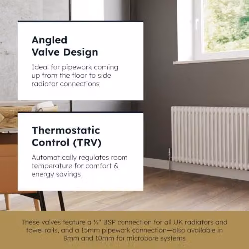 UK Radiators Derry Bold Chrome Thermostatic Radiator Valve and Lockshield Set – 3