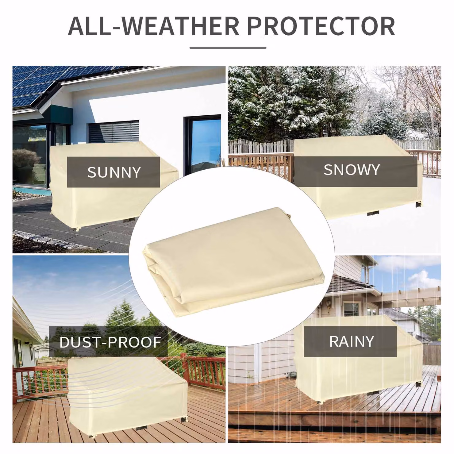 Outsunny Waterproof 2 Seater Loveseat Outdoor Furniture Cover in Beige, W/D/H: 140 x 84 x 94 cm – 2
