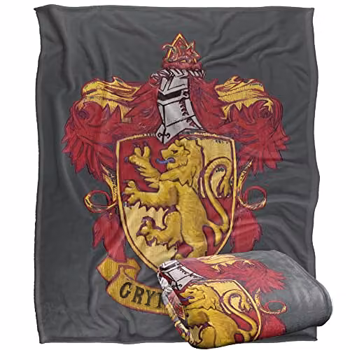 Warner Brothers Harry Potter Gryffindor Rough Crest Fleece Blanket, White, W/D/H: 152 x 127 cm – 1