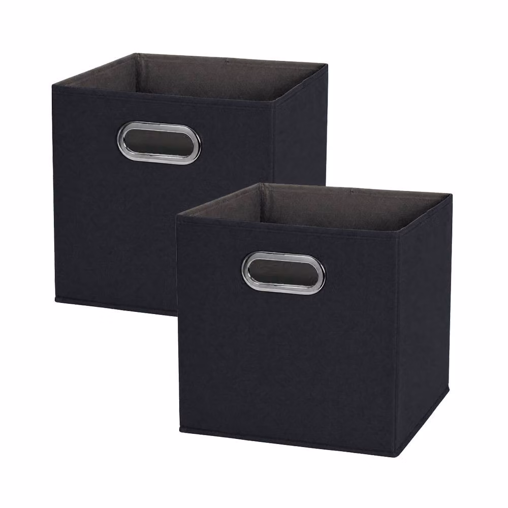 Voltico 2-Pack Foldable Cube Storage Boxes for Toys and Clothes, Black, W/D/H: 30 x 30 x 30 cm – 2