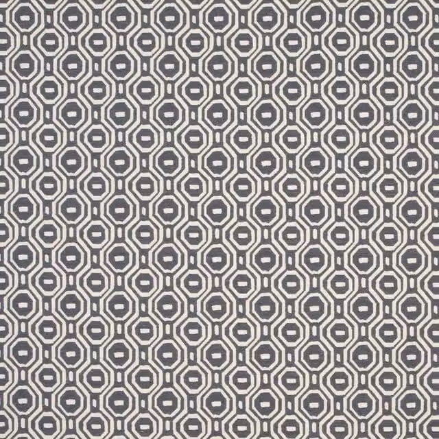 Clarke & Clarke Gotska Graphic Fabric in Indigo and Chamberry Blue and Grey