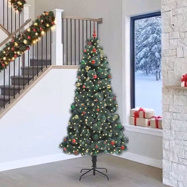 Berkfield Home Artificial Pre-lit Christmas Tree with Ball Set, Green, Height: 240 cm – 1