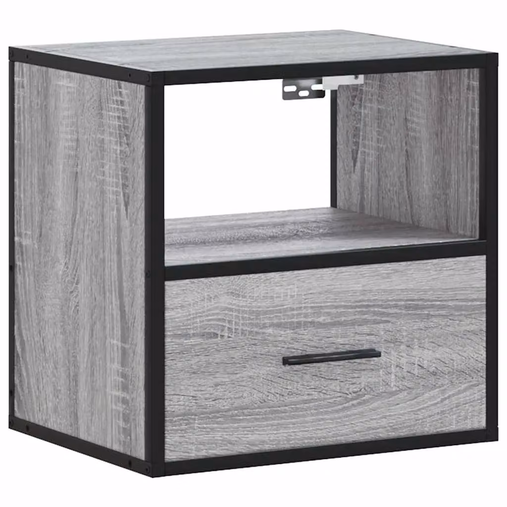 Berkfield Home Wall-mounted Bedside Cabinets, 2 Pack, Grey, W: 40 cm, D: 31 cm, H: 39.5 cm – 6