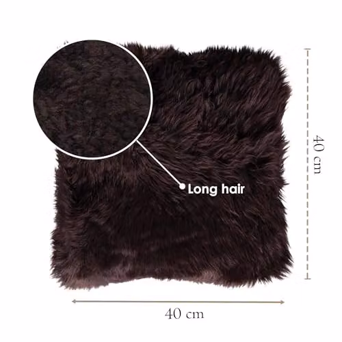 Infinity Leather Brown Genuine Sheepskin Wool Cushion, W/D/H: 40 x 40 x 4 cm – 6