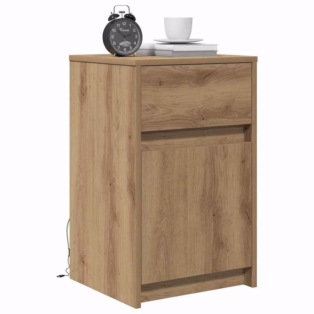 Berkfield Home Artisan Oak Bedside Cabinet in Brown, W/D/H: 38 x 34 x 61 cm – 3