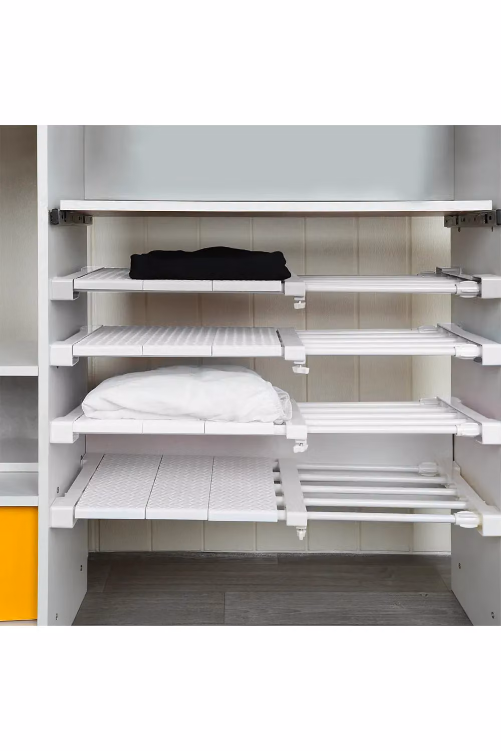 Living and Home Extendable Closet Divider Rack, White, Width: 38-55 cm – 2